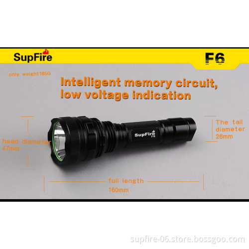 Rechargeable aluminum alloy super bright SupFire F6 LED police torch